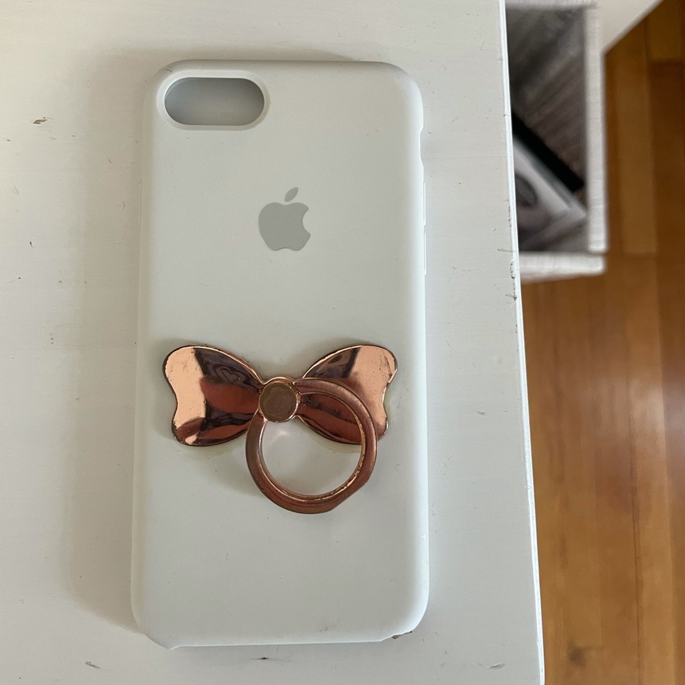 White Apple IPhone Case with Pop-socket Holder